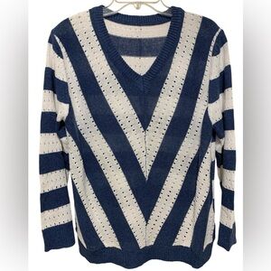 Blue and White Sweater Sz L